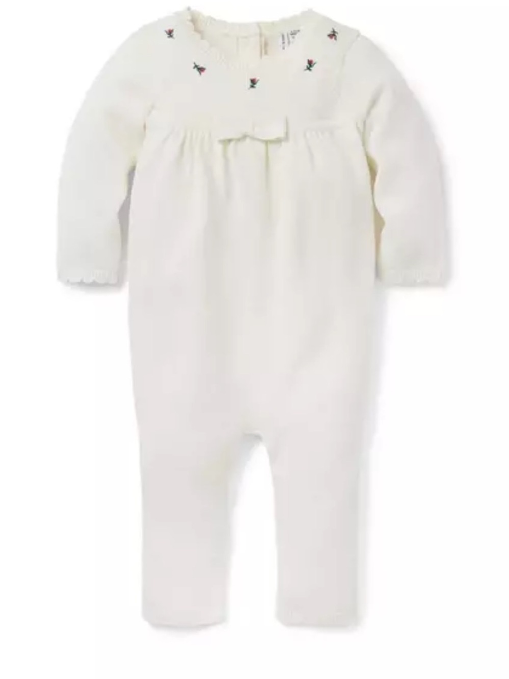 Janie and Jack Cream Embroidered Floral Long-Sleeve One-Piece